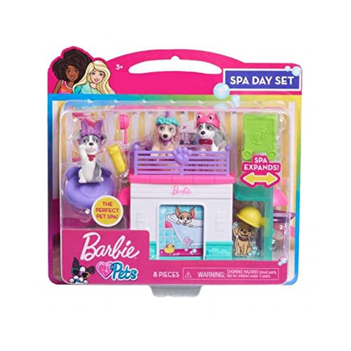 Barbie Pets Spa Day Playset, 8 Piece Connectible Playset with Pet Figures and Accessories, Kids Toys for Ages 3 Up by Just Play | Amazon (US)