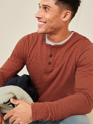 Soft-Washed Long-Sleeve Henley Tee for Men | Old Navy (US)