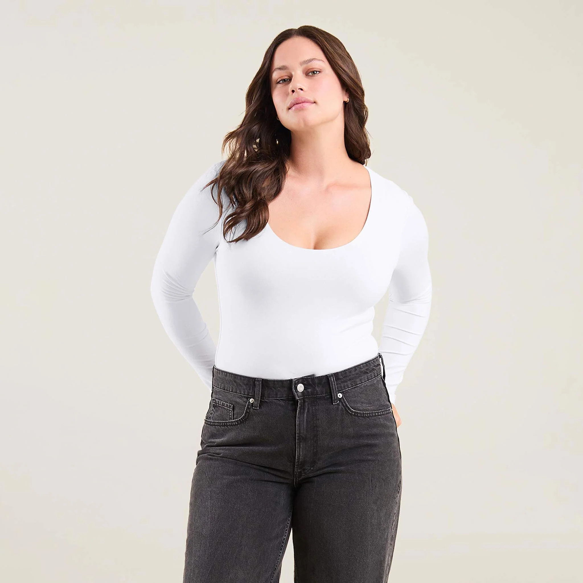 Long Sleeve Scoop Neck Bodysuit | nuuds