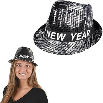 Happy New Years Sequin Fedora Metallic Glitter Party Favors | Amazon (US)
