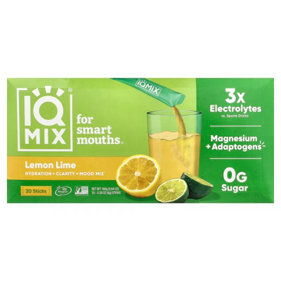 IQBAR IQMIX®, Hydration + Clarity + Mood Mix, Lemon Lime, 20 Sticks, 0.28 oz (8 g) Each | Target