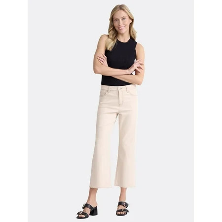Time and Tru Women's Cropped Flare Jeans with Raw Hem, 26” Inseam, Sizes 2-20 | Walmart (US)