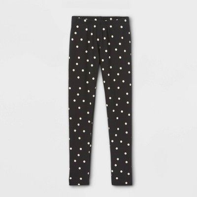 Girls' Dot Leggings - Cat & Jack™ Black/Cream | Target