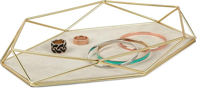 Umbra 299481-221 Prisma Tray, Geometric Plated Jewelry Storage, 11" Length x 7.25" Height x 1.5... | Amazon (US)