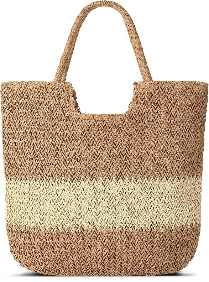 Straw Beach Bags for Women - Summer Woven Tote Bag Shoulder Handbags, Large Beach Bag for Women f... | Amazon (US)