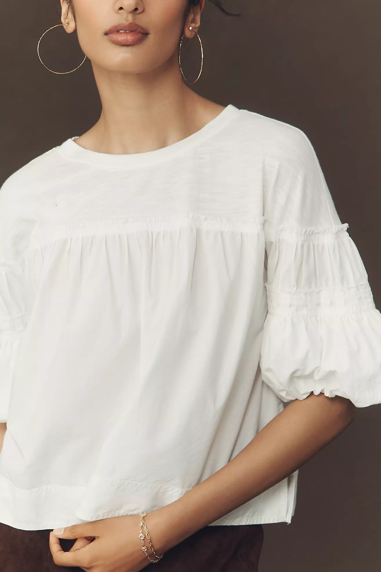 Pilcro Reworked Ruffle-Sleeve Top | Anthropologie (US)