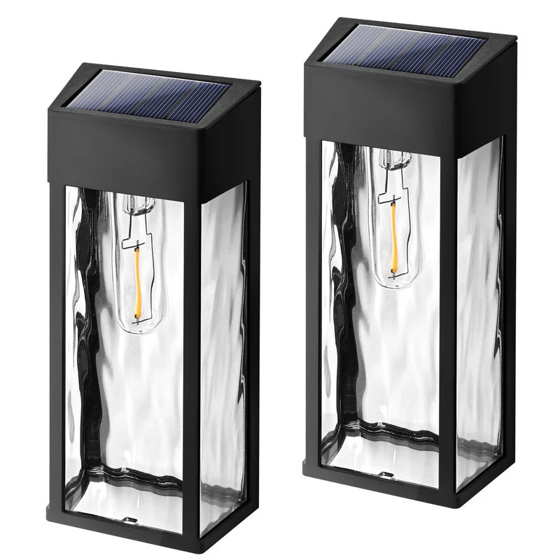 Solar Outdoor Black Wall Light with LED Bulb,Weather-Resistant & Dusk to Dawn, Easy Mounting for ... | Wayfair North America