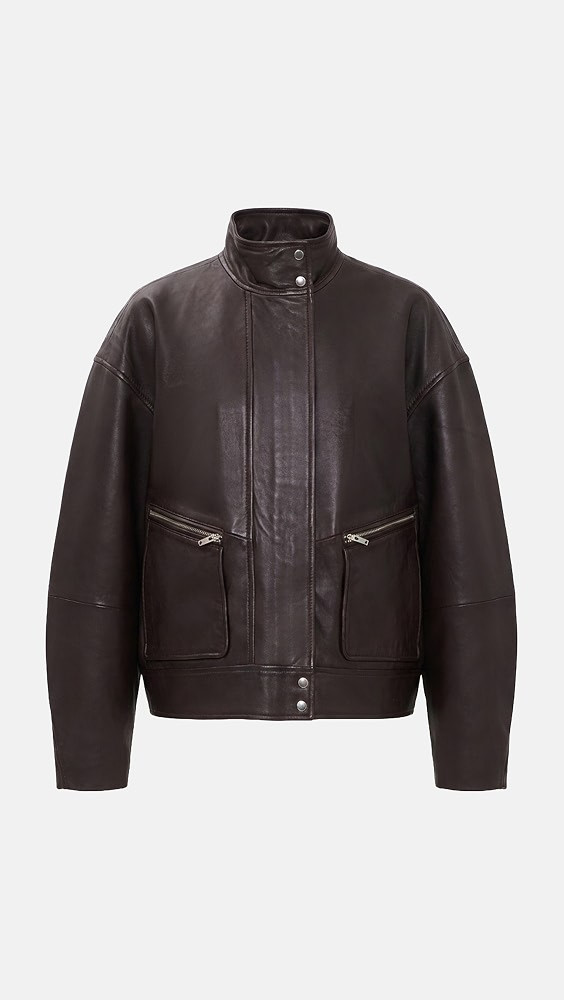 Veda Harrison Leather Oversized Bomber Jacket - Cocoa | Shopbop