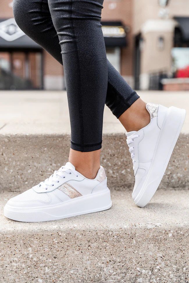 Maren Rose Gold Stripe Sneakers | Pink Lily