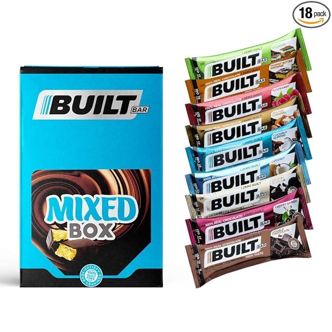 Built Bar 18 Pack Protein and Energy Bars - 100% Real Chocolate - High Protein, Whey and Fiber - ... | Amazon (US)