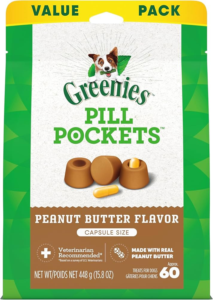Greenies Pill Pockets Large Size Soft Dog Treats for Capsules, with Real Peanut Butter, Made With... | Amazon (US)