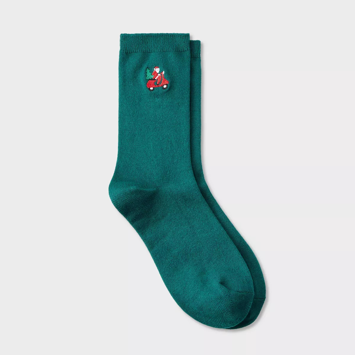 Women's Supersoft Embroidered Holiday Tree Crew Socks - Auden™ Red 4-10 | Target