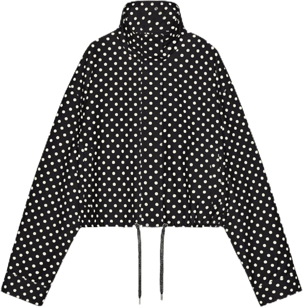 Women Polka Dot Jacket Zip Up Lightweight Cropped Bomber Coat | Amazon (US)