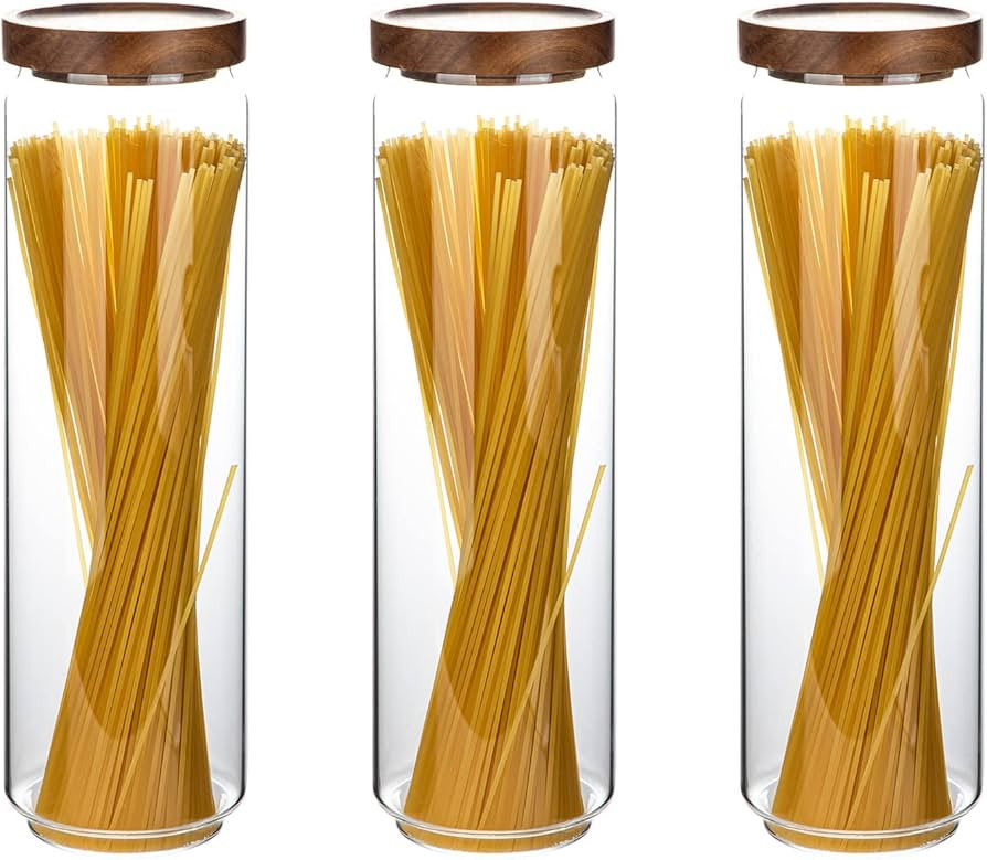 Homtop Glass Storage Containers Set of 3, 54 OZ High Borosilicate Glass Jars with Wooden Lids Kit... | Amazon (US)