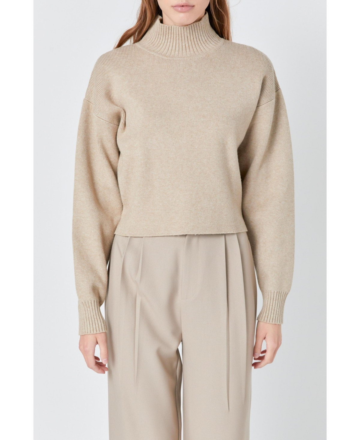 Grey Lab Women's Cropped Sweater - Beige | Macy's