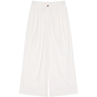 Linen-Blend Wide Leg Trousers - White | Chelsea Peers NYC