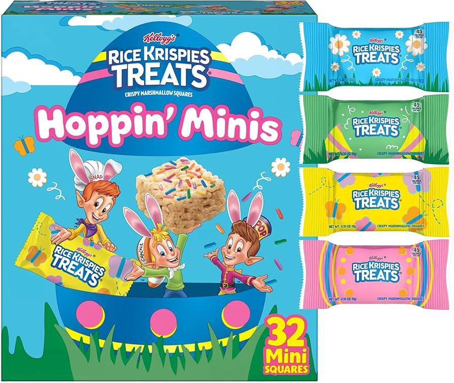 Rice Krispies Treats Crispy Mini Marshmallow Squares, Easter Snacks, Cereal Bars, Original with C... | Amazon (US)