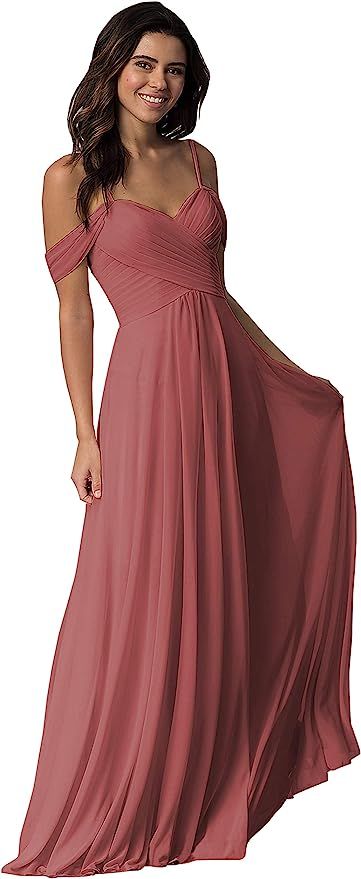WuliDress Women's Off The A Line Bridesmaid Dress Ruched Prom Party Evening Gown | Amazon (US)