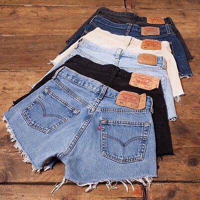 Pantalones cortos para mujer Vintage Levis Denim 501 Grado a Con Cintura Alta Talla 6 8 10 12 14 16  | eBay ES