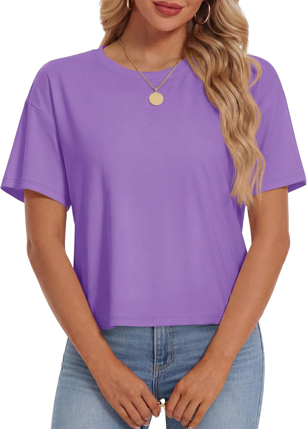 YUCOLEN Women's Crop Tops Summer Cotton Loose Basic T-Shirts | Amazon (US)