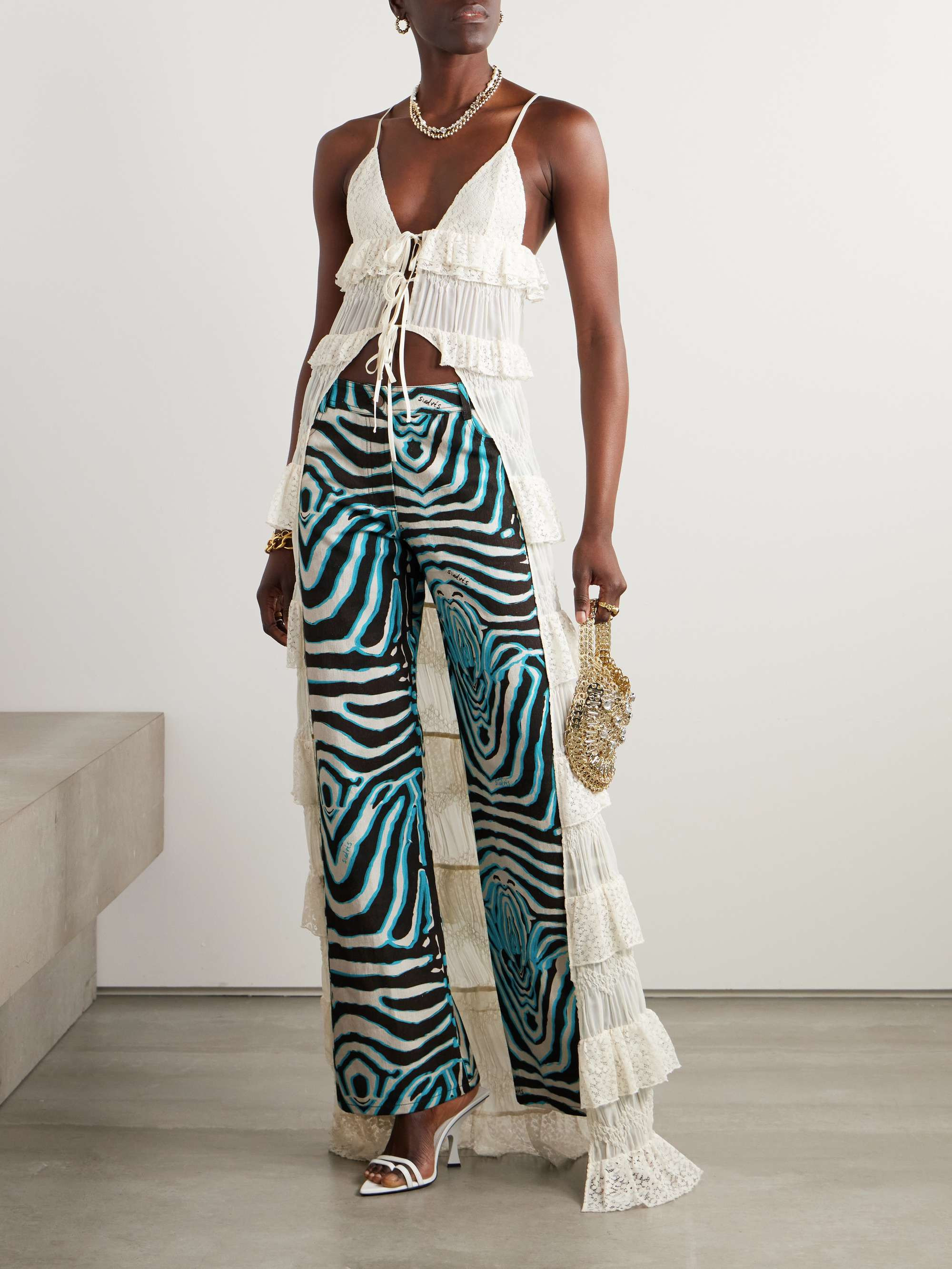 Zebra-printed cotton and linen-blend wide-leg pants | NET-A-PORTER (US)