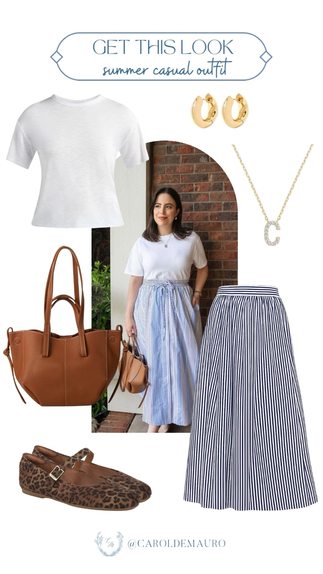 My summer uniform is all about effortless transitions. There’s nothing easier than throwing on a white tee and a striped maxi for a look that works from my first cup of coffee to my last meeting. A few gold details and leopard flats are my favorite way to add some personality to the basics!

petite fashion, casual chic outfit, brunch look, spring outfits 2026, vacation wardrobe, preppy style, get this look, affordable fashion

#LTKU #LTKootd #LTKPetite