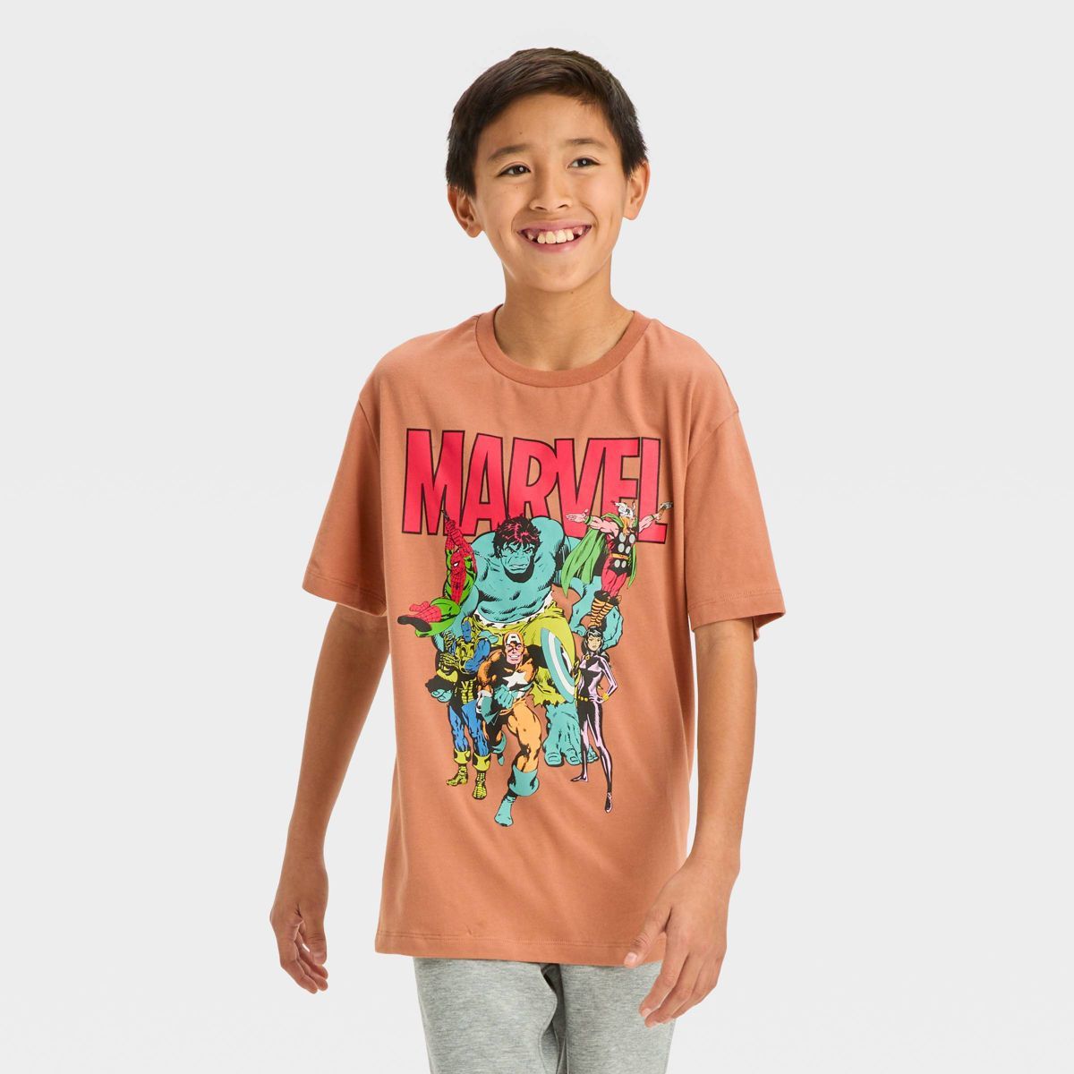 Boys' Short Sleeve Marvel Graphic T-Shirt - art class™ Tan | Target