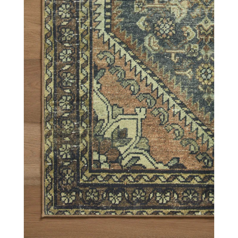 Magnolia Home By Joanna Gaines X Loloi Banks Machine Washable Denim / Clay Area Rug | Wayfair North America