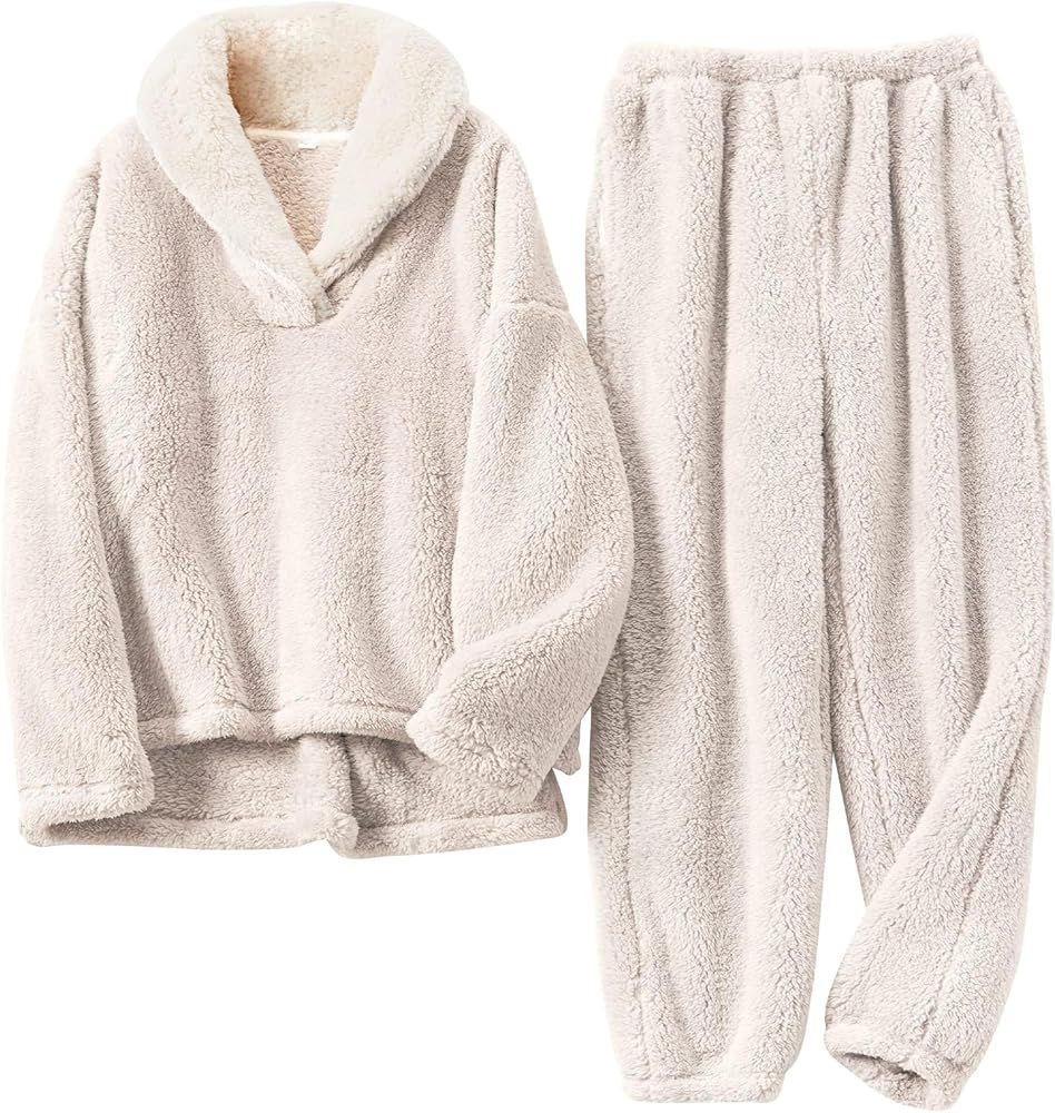 Rxozrxoz Pajama Sets for Women 2 Piece Fleece Fuzzy Fluffy Pajamas Pullover Pants Loose Plush Sle... | Amazon (US)