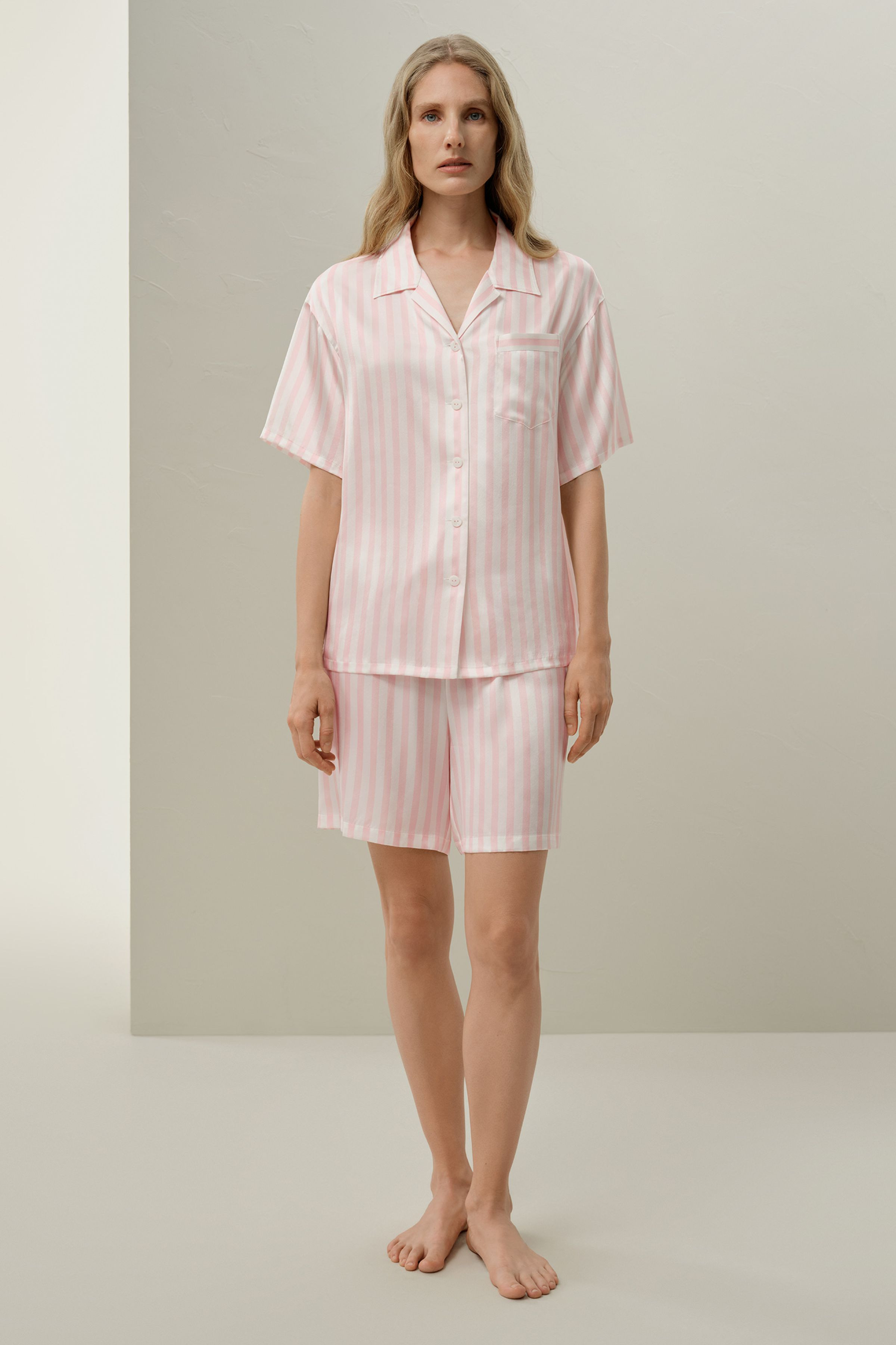 Striped Charmeuse Short Pajama Set | LILYSILK