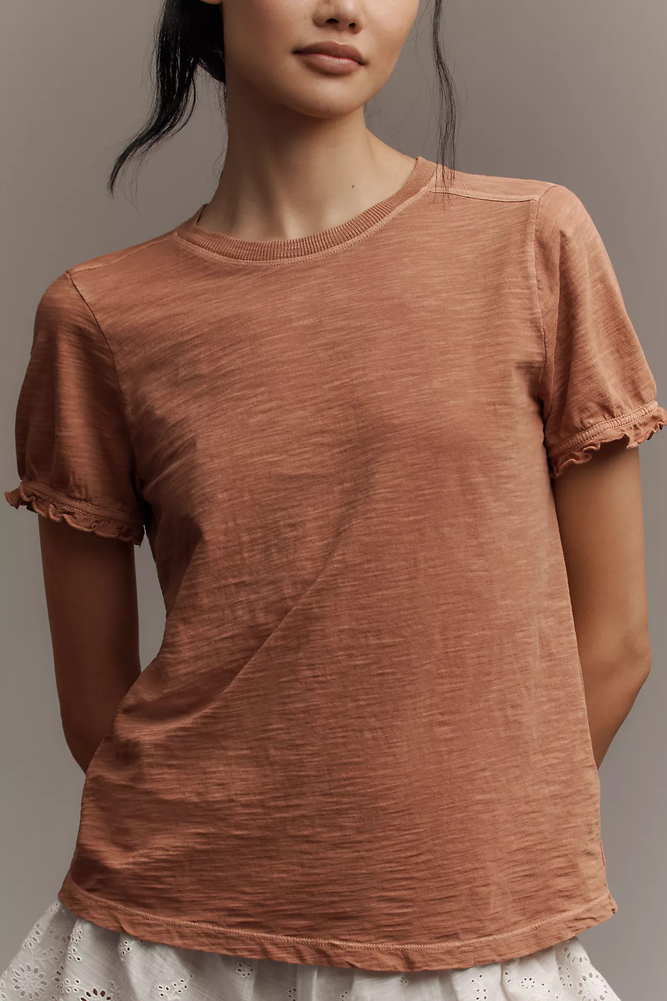 The Bennie Puff-Sleeve Crew-Neck Tee by Pilcro | Anthropologie (US)