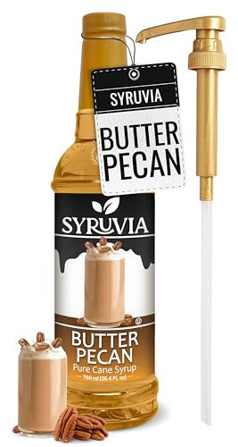Syruvia Coffee Syrup, Butter Pecan Flavored Syrup for Drinks, Lattes, and Desserts – 25.4 fl oz, With Pump | Amazon (US)