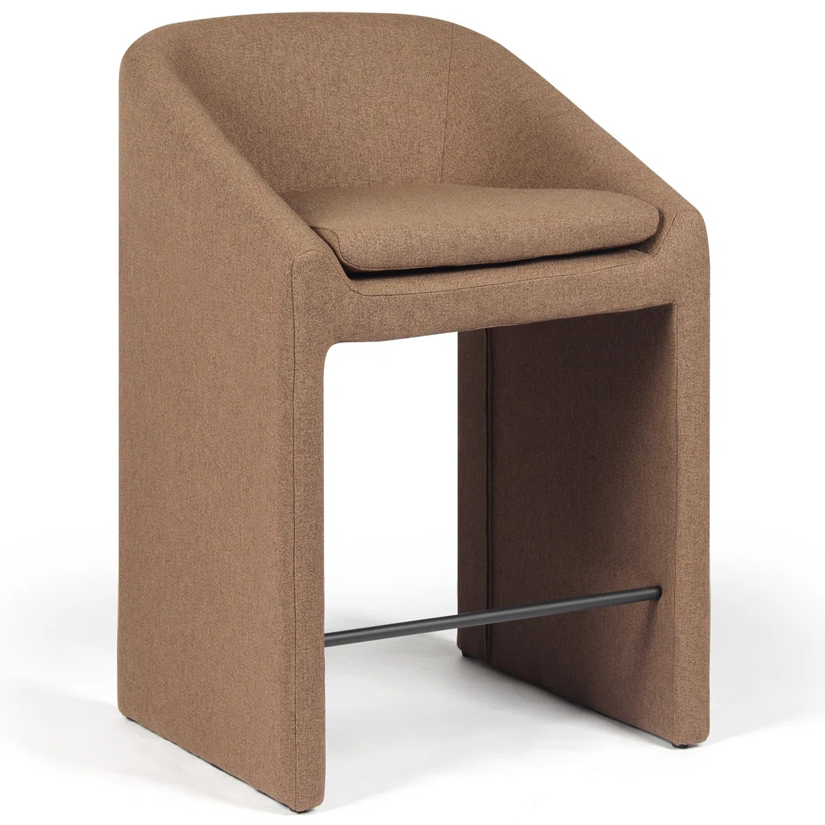 Livie Brown Upholstered Bar Stools Modern Sculpted Design With Metal Footrest, Comfortable Cushio... | Wayfair North America
