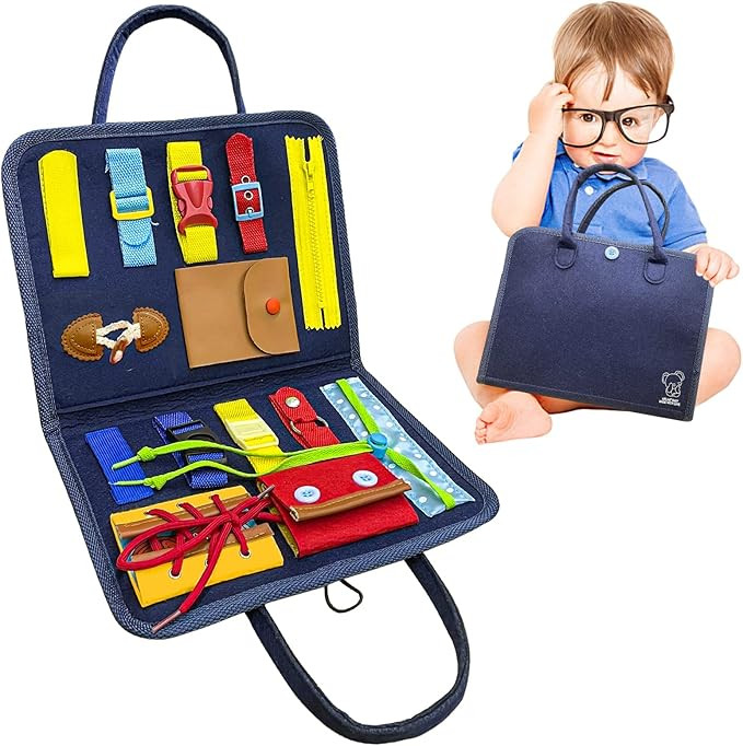Busy Board for Toddlers Montessori Sensory Board Travel Toys Airplane Activities Road Trip Toys L... | Amazon (US)