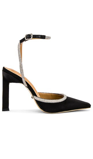 Emery Heel in Black Satin | Revolve Clothing (Global)