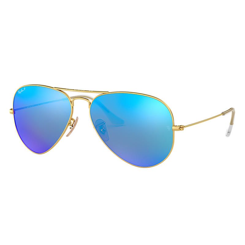 Ray-Ban Aviator Gold Sunglasses, Polarized Blue Flash Lenses - Rb3025 | Ray-Ban (US)