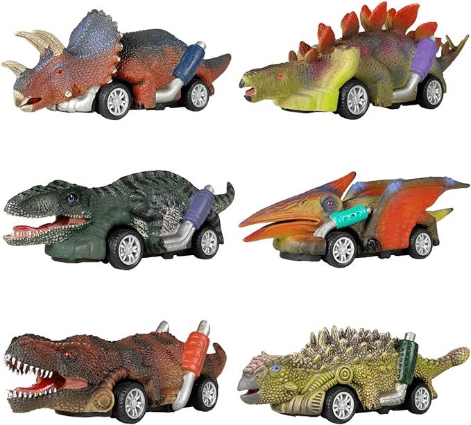 DINOBROS Dinosaur Toy Pull Back Cars, 6 Pack Dino Toys for 3 Year Old Boys and Toddlers, Boy Toys... | Amazon (US)