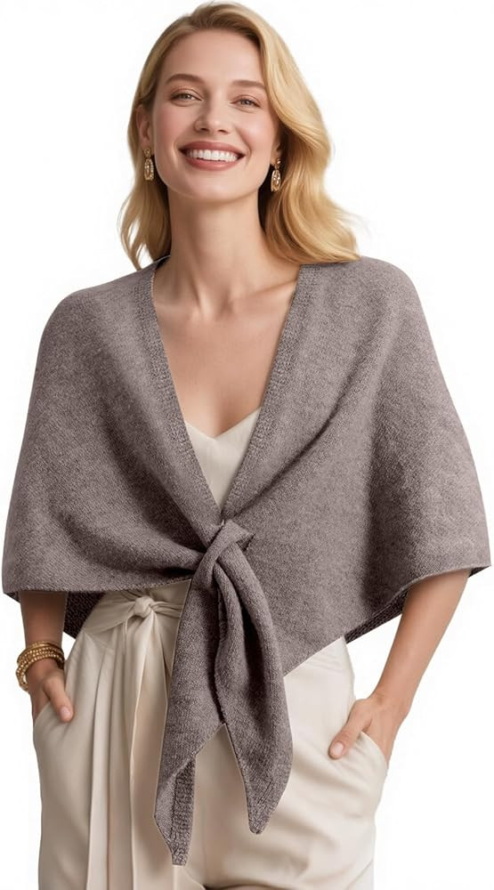 Ponchos for women, Pashmina womens shawl, Knitted shawls and wraps cardigan cape wool, Solid colo... | Amazon (US)