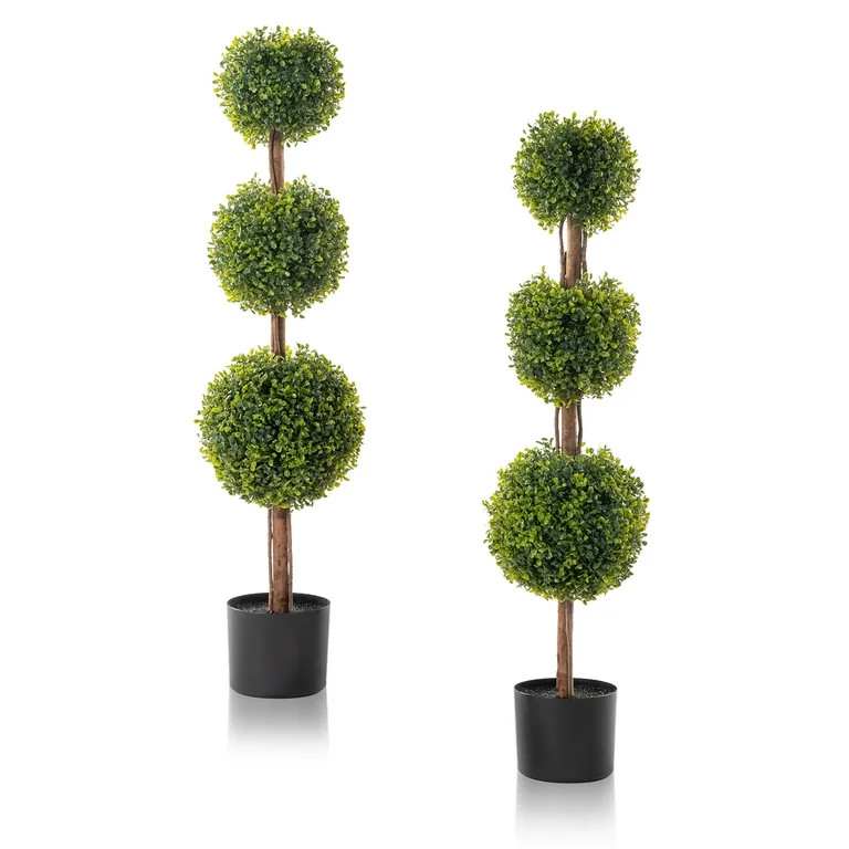 Ktaxon 2 PCS Artificial Tree, 4 Feet Decorative Ball Boxwood Tree Set of 2 for Foyer, Entryway, L... | Walmart (US)