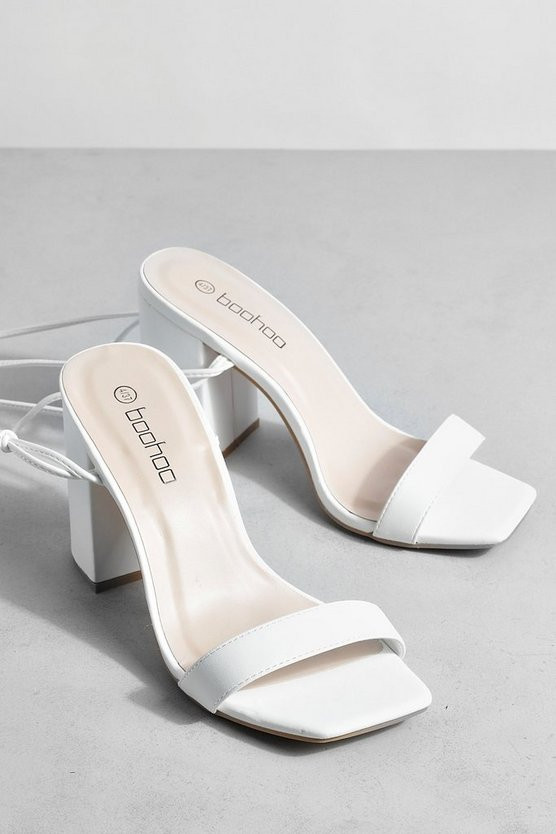 Wide Width Tie Up Strap Block Heels | Boohoo.com (US & CA)