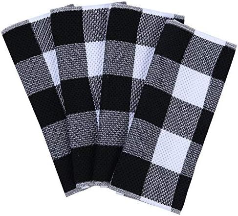 Homaxy 100% Cotton Waffle Weave Check Plaid Kitchen Towels, 13 x 28 Inches, Super Soft and Absorbent | Amazon (US)