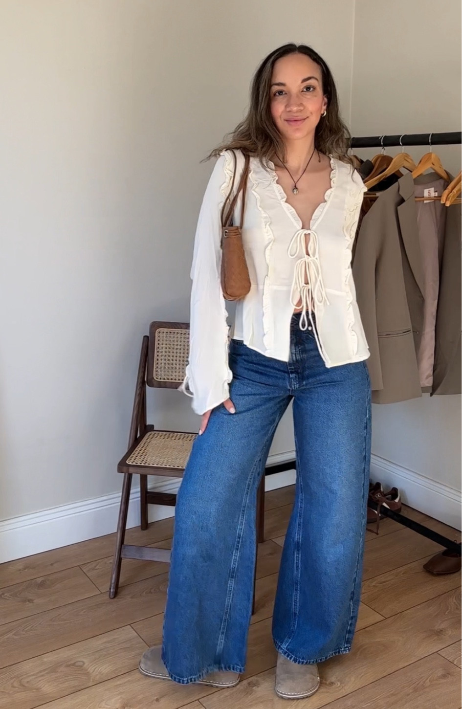 Arket frill blouse, agenda blue denim flare, lutry Birkenstock, wardrobe staples, every day outfit, spring outfit inspo, Mandrn weave bag, Arket sale 

#LTKstyletip #LTKsalealert #LTKeurope