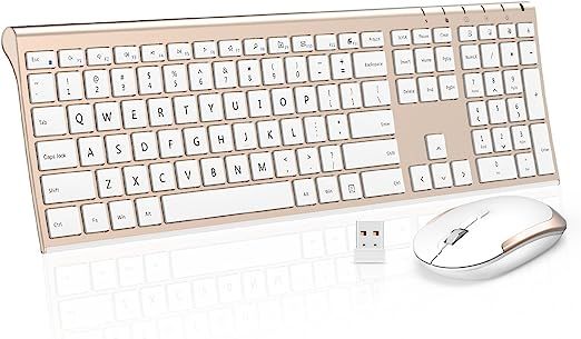 Wireless Keyboard Mouse, Jelly Comb 2.4GHz Ultra Slim Full Size Rechargeable Wireless Keyboard an... | Amazon (US)