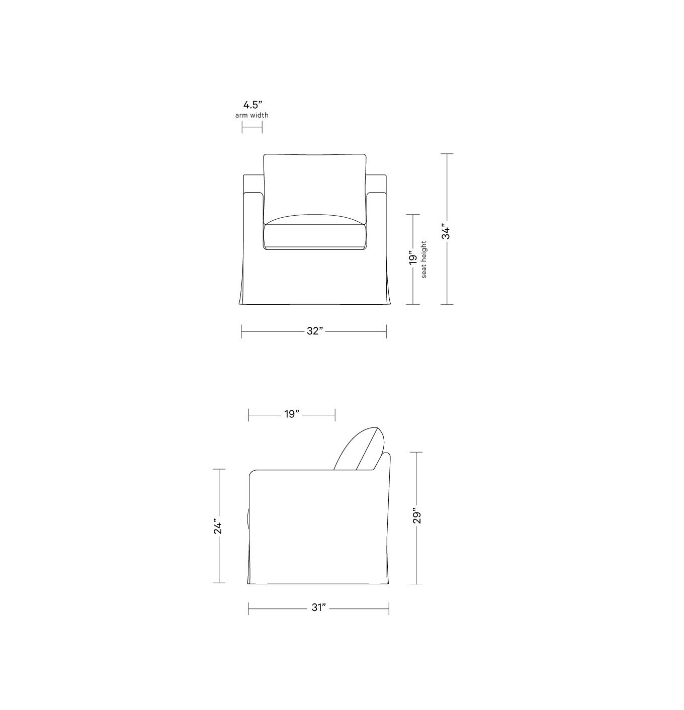 Sloan Slipcovered Swivel Chair | Interior Define