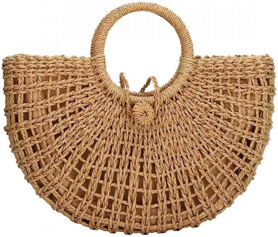 Visit the YYW Store  220
Straw Bags for Women, Large Hand-woven Straw Bag Round Handle Ring Tote Ret | Amazon (US)