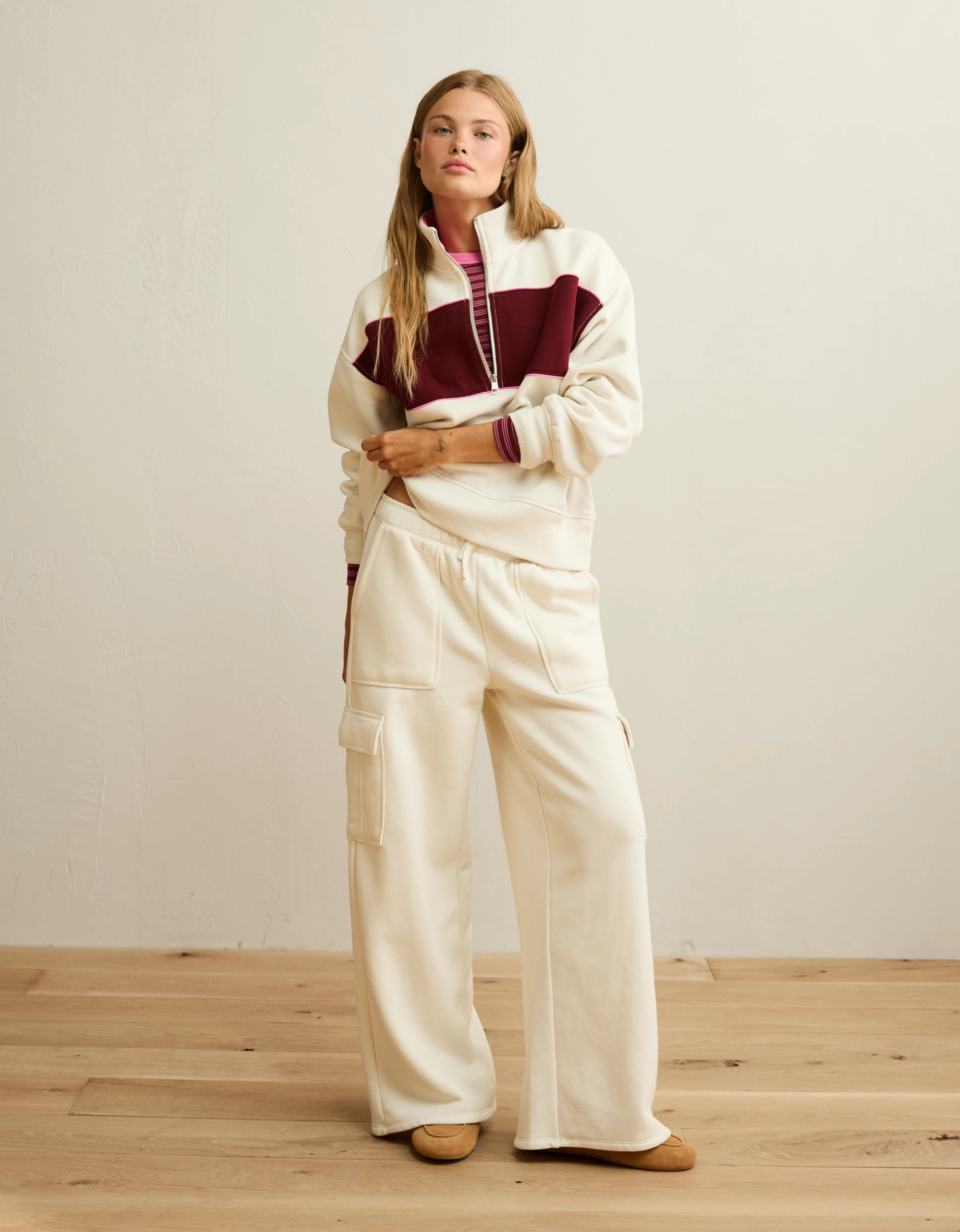 AE Everyday Luxe Quarter-Zip Sweatshirt | American Eagle Outfitters (US & CA)