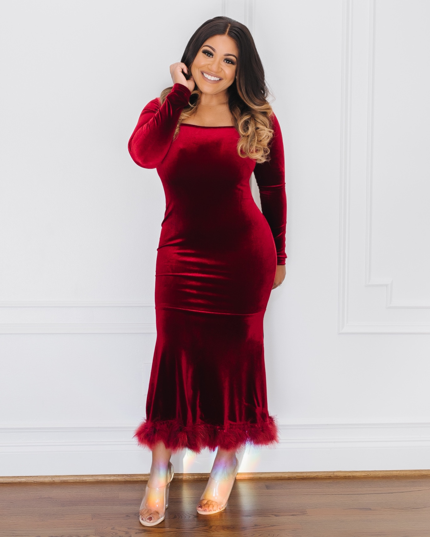 shein burgundy velvet dress SHEIN Aveloria Rosie Elegant Beaded Collar Waist Cinched Velvet Bodyco |  Dress