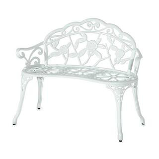 Patio Premier White Cast Aluminum and Cast Iron Rose Garden Park Bench 243052 - The Home Depot | The Home Depot