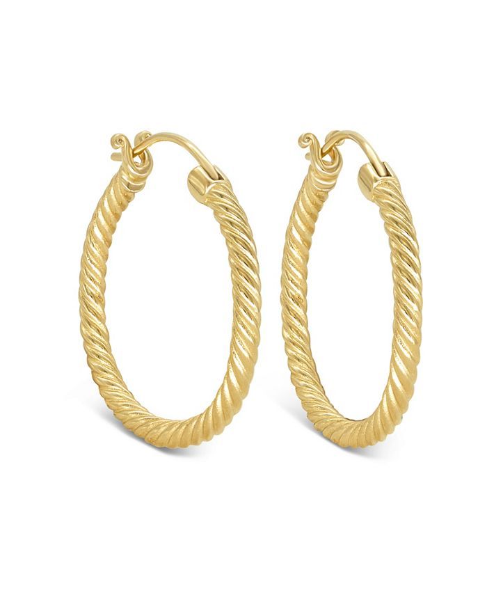 DEVATA 18K Gold Plated Over Sterling Silver Twisted 30mm Hoop Earrings & Reviews - Earrings - Jew... | Macys (US)