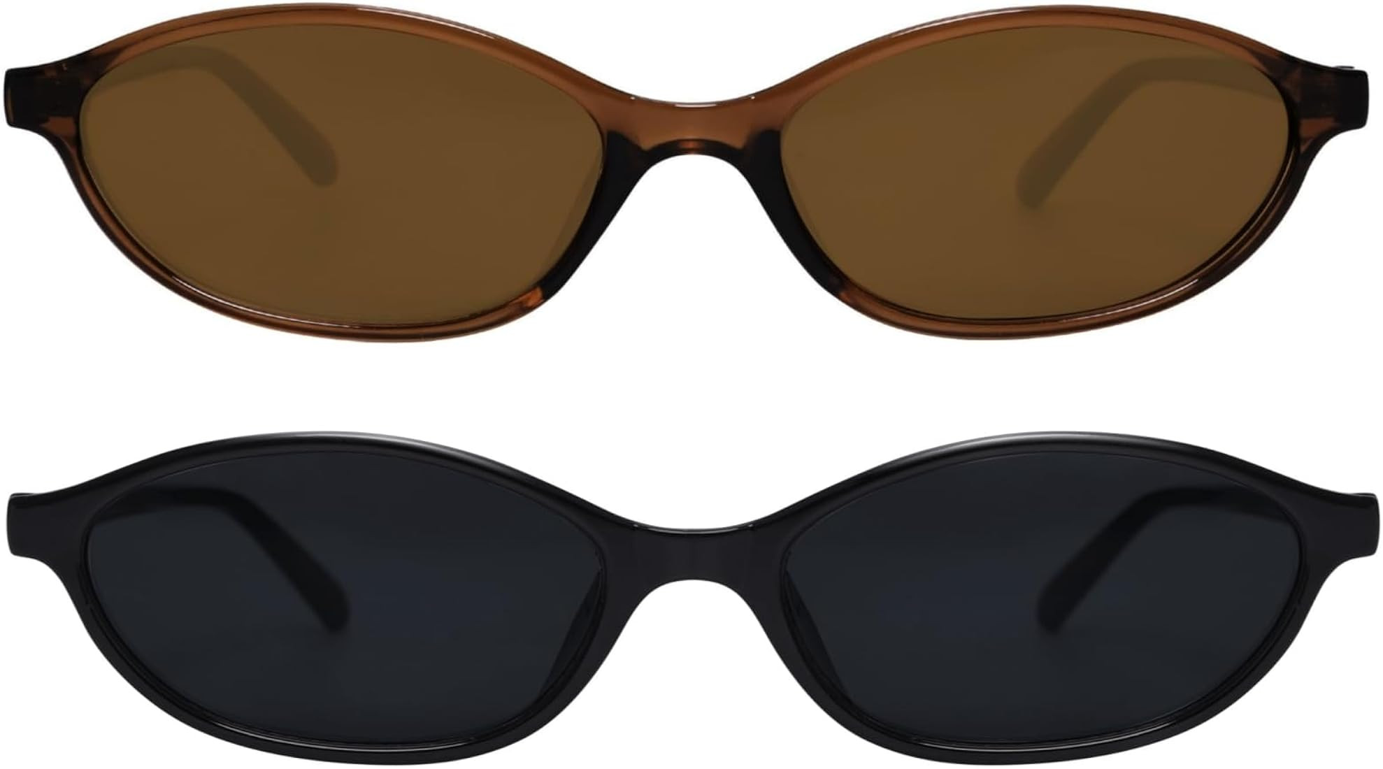 Retro Oval Sunglasses for Women Chic Cat Eye 90s Sunnies Lightweight Narrow Shades Trendy UV prot... | Amazon (US)